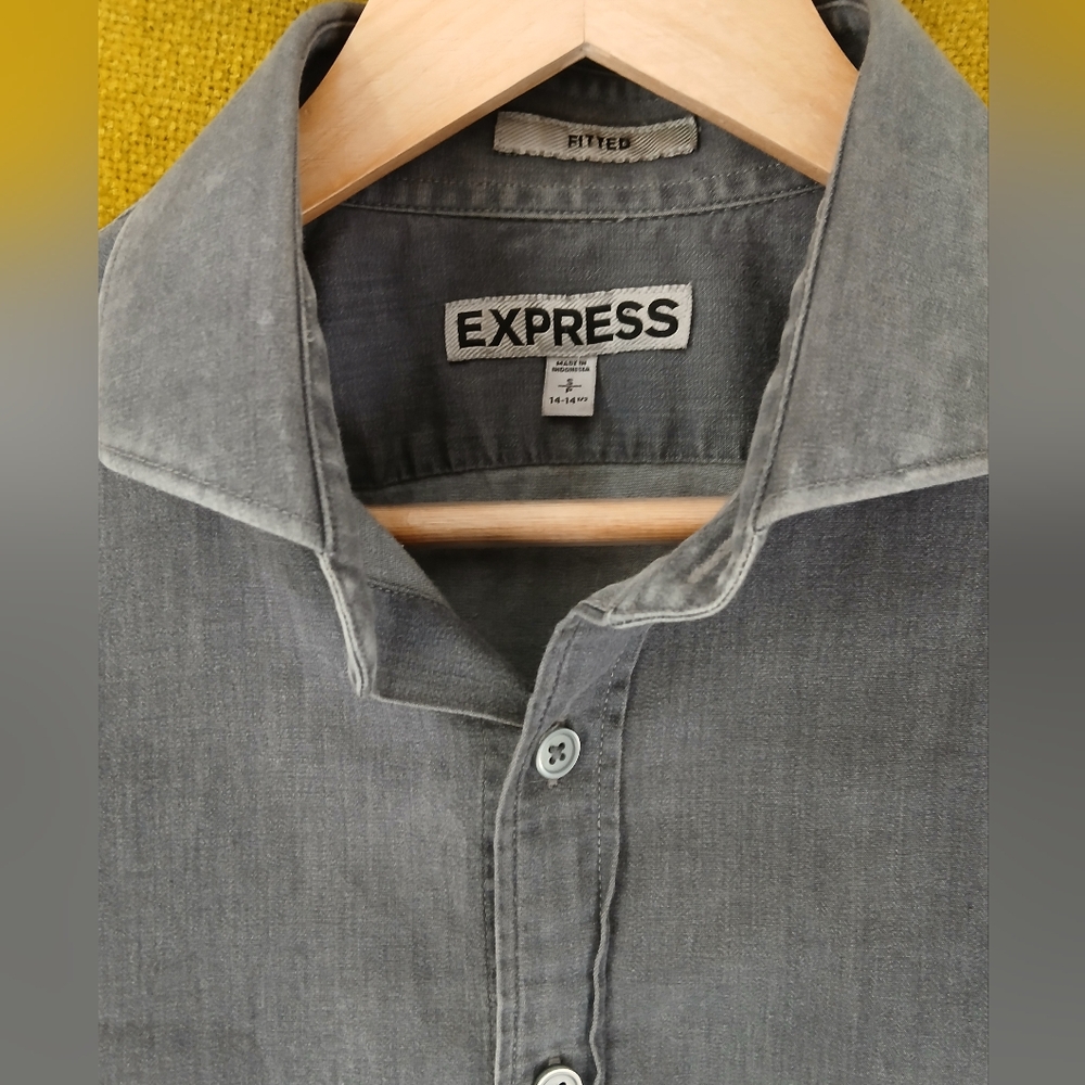 Gun metal grey fitted Express button down
